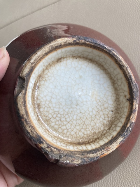 古玩陶瓷郎紅釉水盂，平臺不允許估價真品鑒賞圖