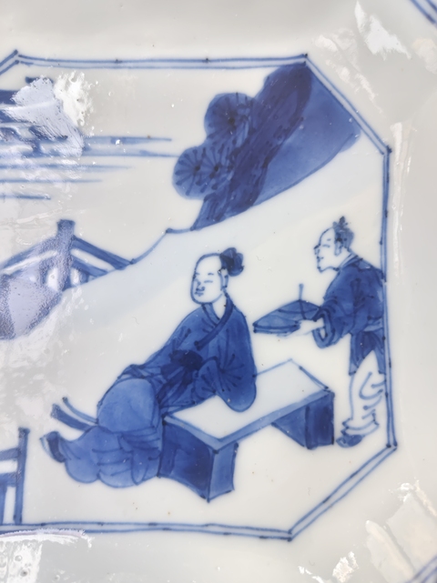 古玩陶瓷高士圖青花盤拍賣，當前價格9500元