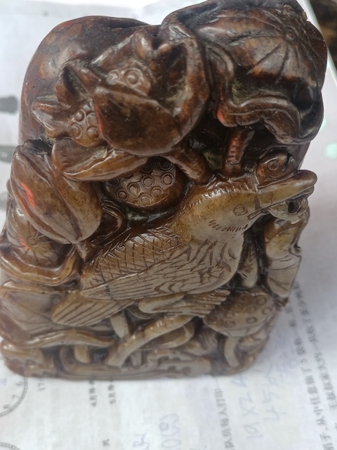 古玩玉器和田玉雕“花鳥”擺件拍賣,當前價格1580元