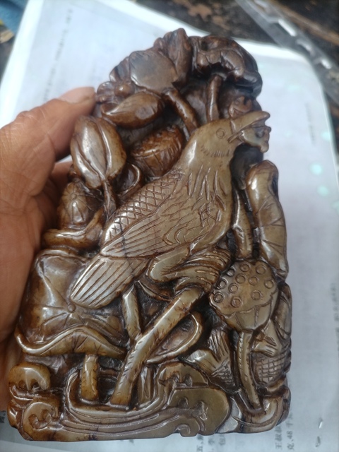 古玩玉器和田玉雕“花鳥”擺件拍賣,當前價格1580元