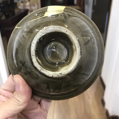 古玩陶瓷耀州窯姜黃釉蓮瓣紋茶盞拍賣,當前價格1000元