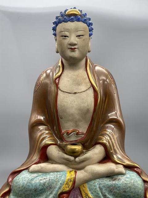 古玩陶瓷釋迦摩尼佛塑像真品鑒賞圖