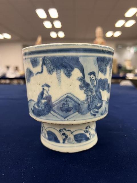 古玩陶瓷青花人物故事紋香爐真品鑒賞圖