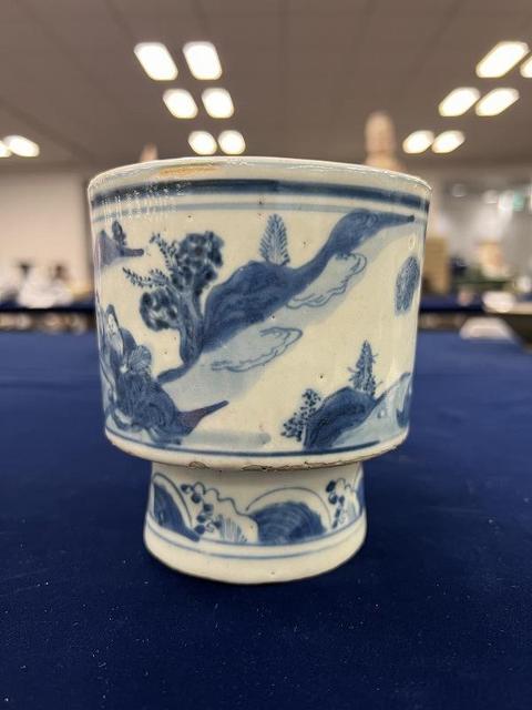 古玩陶瓷青花人物故事紋香爐真品鑒賞圖