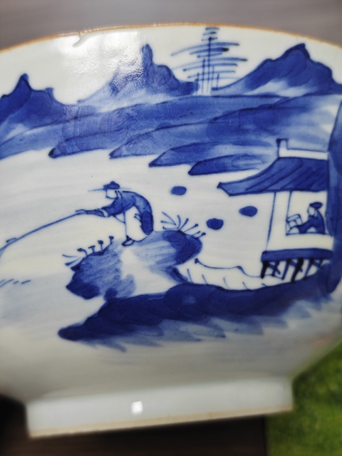 古玩陶瓷山水紋青花碗真品鑒賞圖