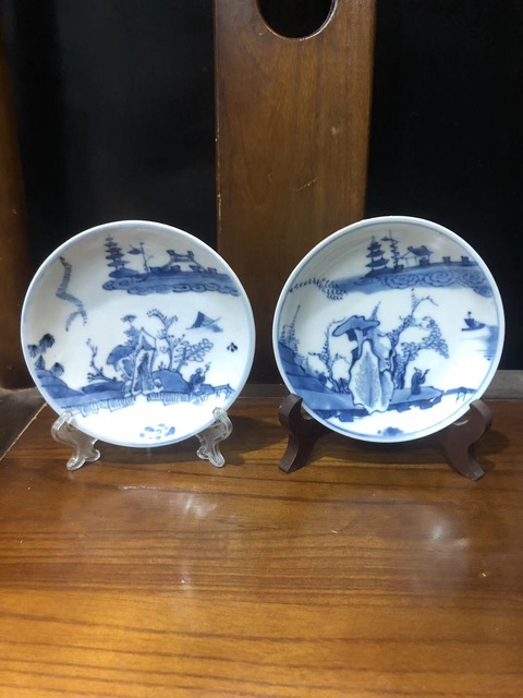 古玩陶瓷(精品賞碟)清·康熙·訪友圖·青花賞碟一對(duì)拍賣(mài),當(dāng)前價(jià)格1488元