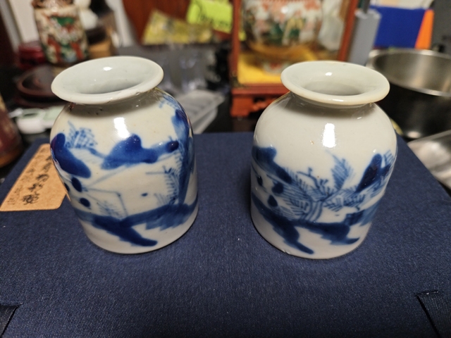 古玩陶瓷晚清青花水盂拍賣,當前價格318元