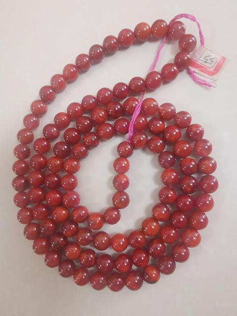 古玩玉器純天然南紅火焰紅瑪瑙珠串拍賣，當前價格2588元