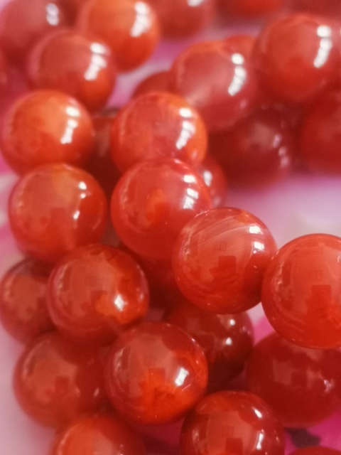 古玩玉器純天然南紅火焰紅瑪瑙珠串拍賣，當前價格2588元