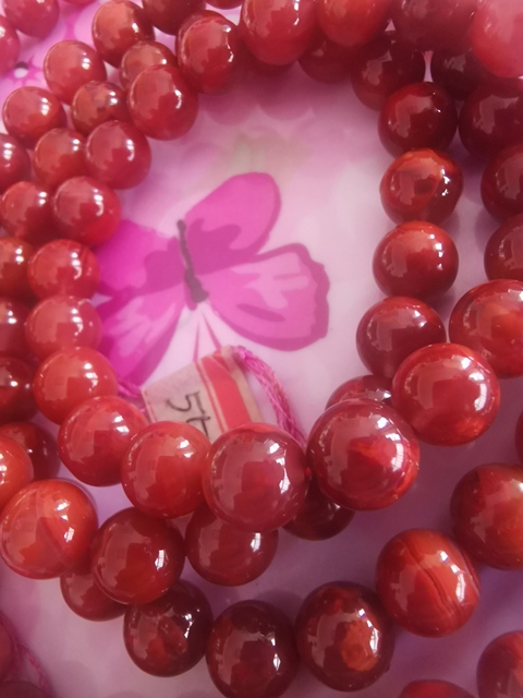 古玩玉器純天然南紅火焰紅瑪瑙珠串拍賣，當前價格2588元