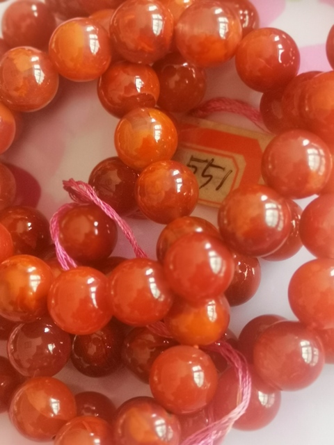 古玩玉器純天然南紅火焰紅瑪瑙珠串拍賣，當前價格2588元