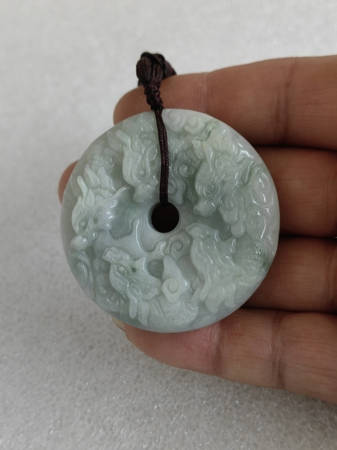 古玩玉器天然翡翠雕“龍紋牌”真品鑒賞圖