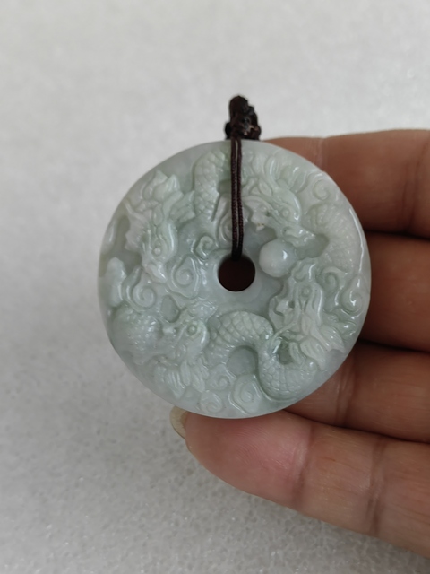 古玩玉器天然翡翠雕“龍紋牌”真品鑒賞圖
