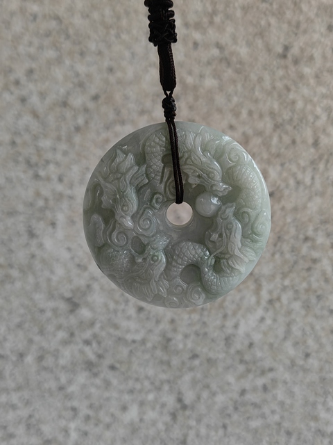 古玩玉器天然翡翠雕“龍紋牌”真品鑒賞圖