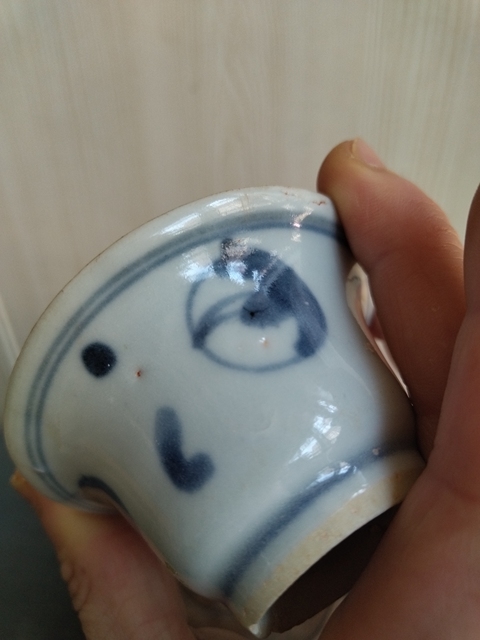 古玩陶瓷青花飛鳥杯真品鑒賞圖