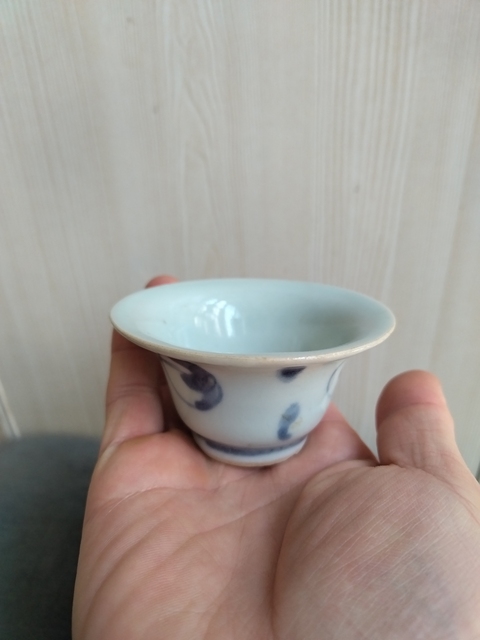 古玩陶瓷青花飛鳥杯真品鑒賞圖