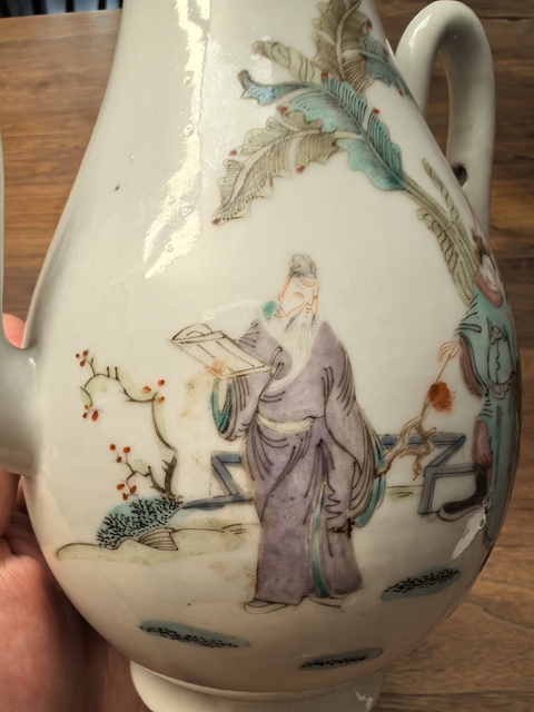 古玩陶瓷粉彩鳳儀亭圖酒壺拍賣,當前價格6000元