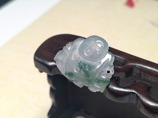 古玩雜項清代冰種翡翠彌勒佛拍賣，當前價格3000元