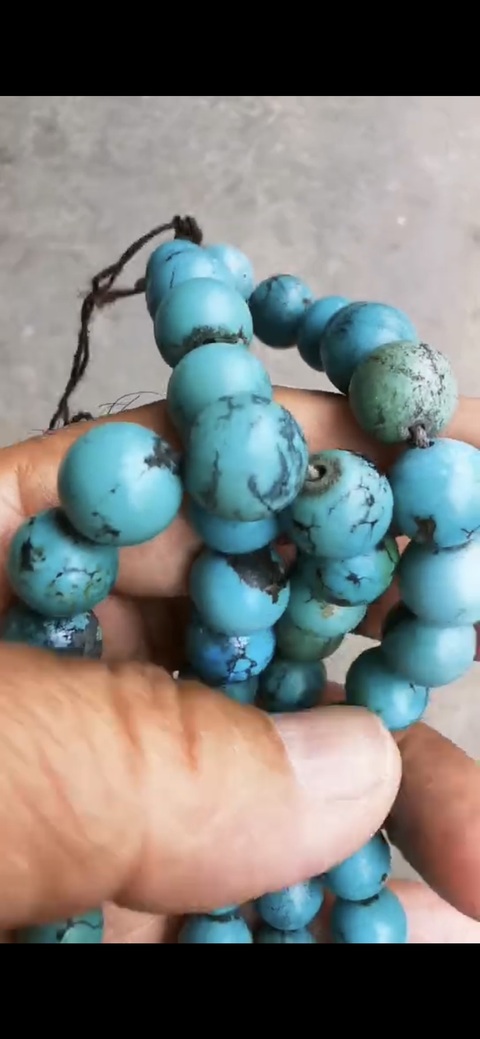 古玩玉器優化綠松石珠真品鑒賞圖