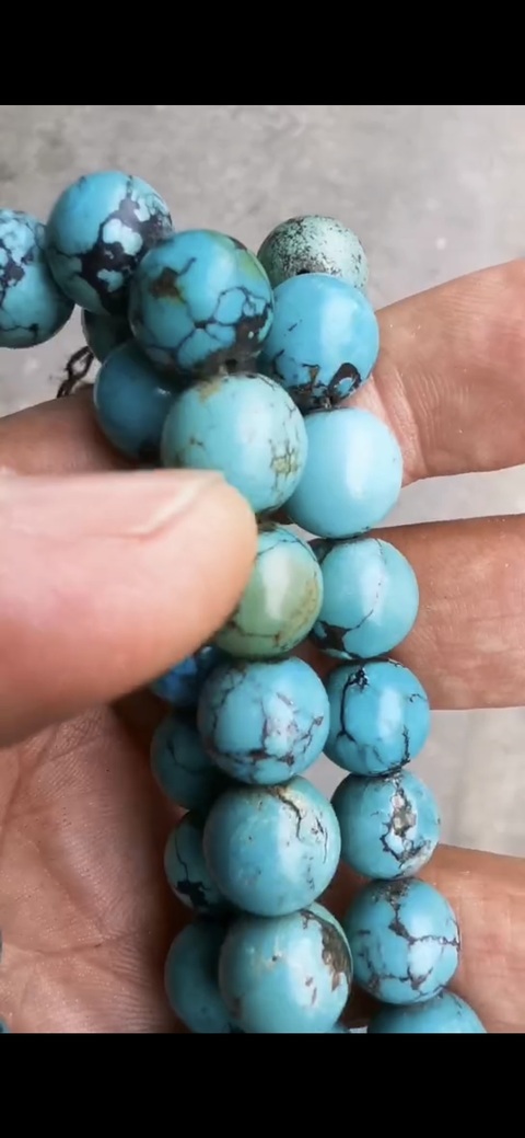 古玩玉器優化綠松石珠真品鑒賞圖