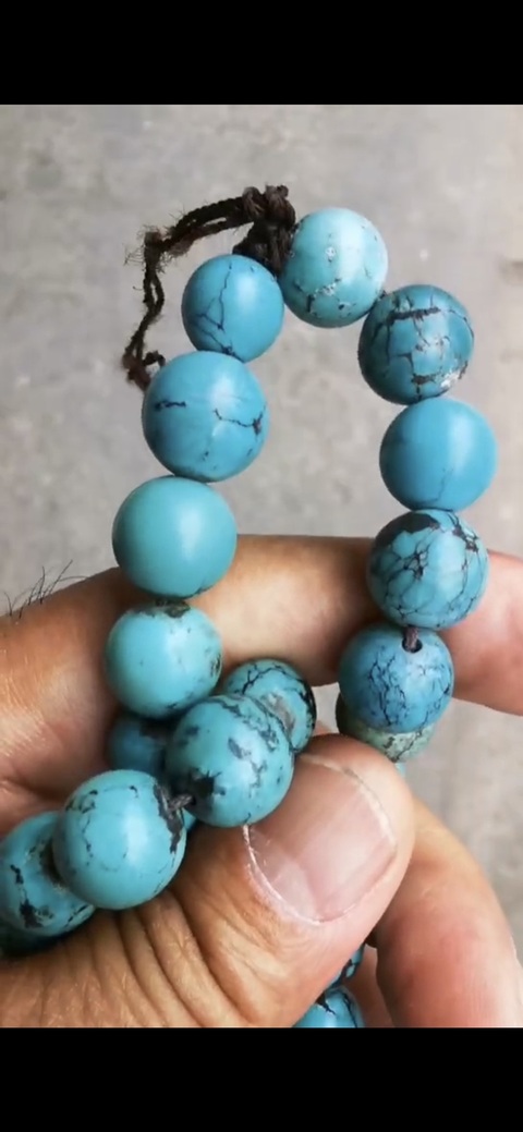 古玩玉器優化綠松石珠真品鑒賞圖