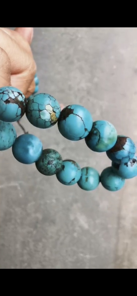 古玩玉器優化綠松石珠真品鑒賞圖
