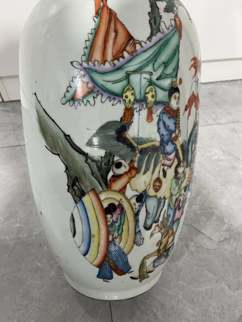 古玩陶瓷民國彩繪嬰戲圖大瓶真品鑒賞圖
