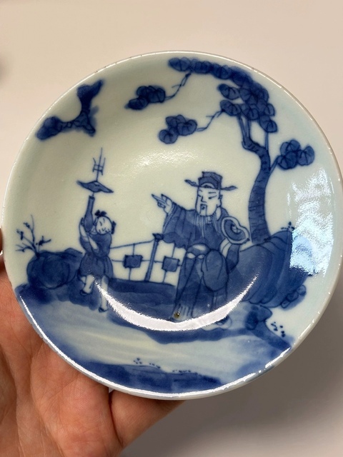 古玩陶瓷青花人物故事盤真品鑒賞圖
