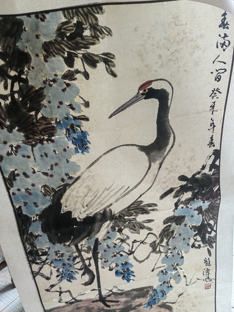 古玩字畫李龍潭紫滕仙鶴真品鑒賞圖