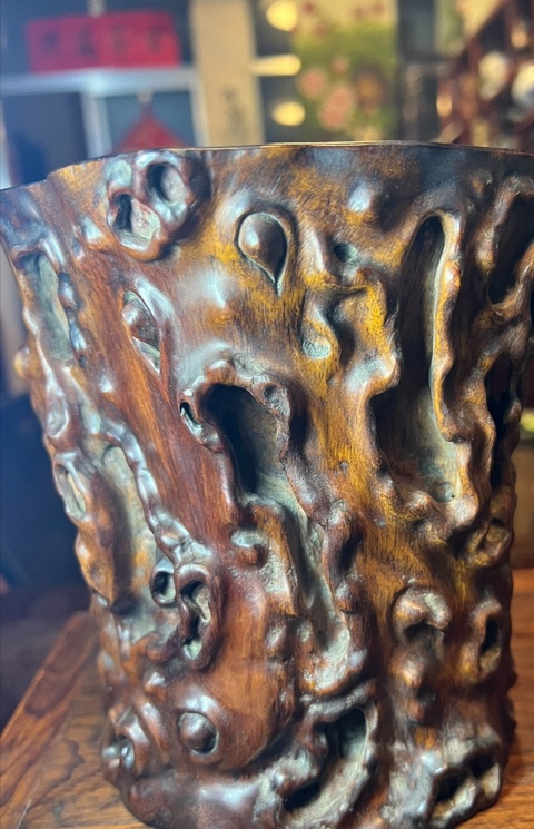 古玩雜項隨形筆筒真品鑒賞圖