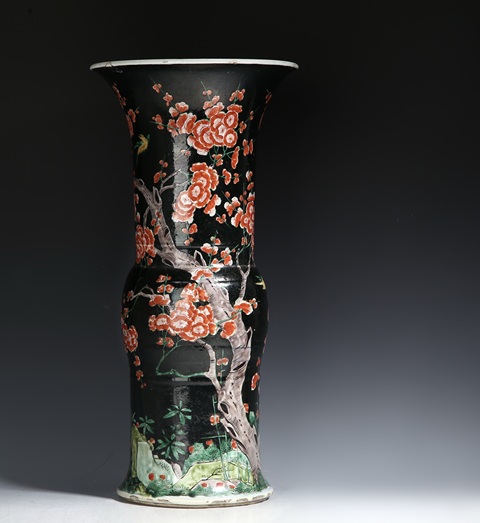 古玩陶瓷五彩花觚真品鑒賞圖