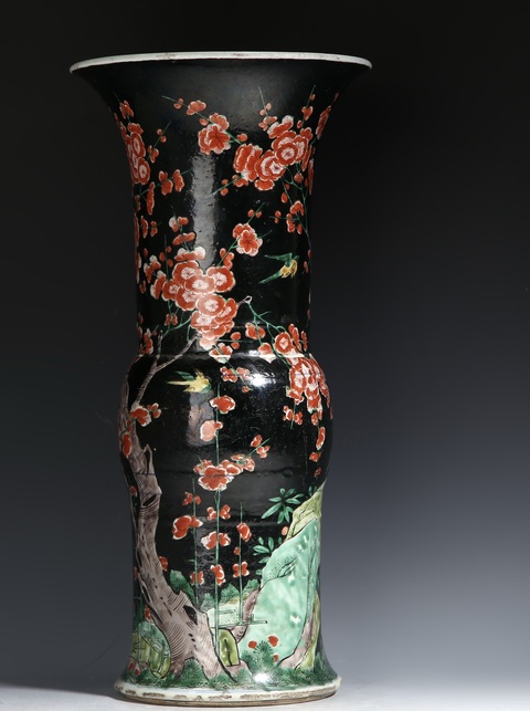 古玩陶瓷五彩花觚真品鑒賞圖