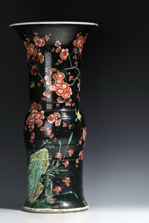 古玩陶瓷五彩花觚真品鑒賞圖