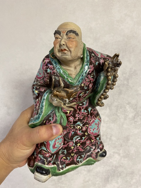 古玩陶瓷民國人物粉彩塑像真品鑒賞圖