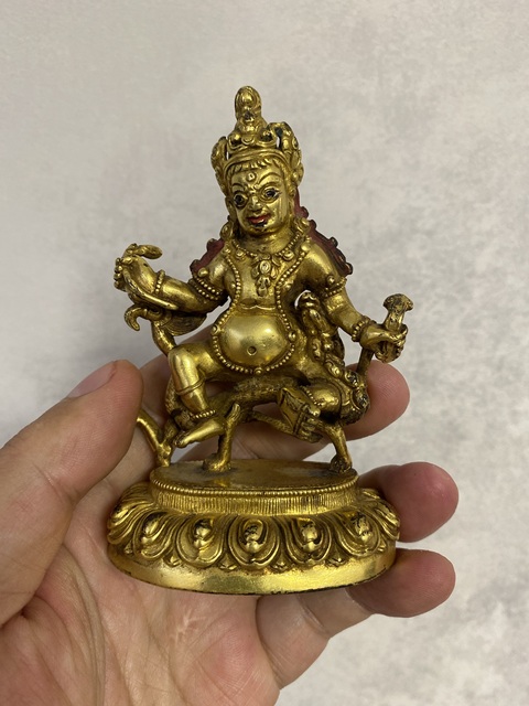 古玩銅器銅鎏金財神像真品鑒賞圖