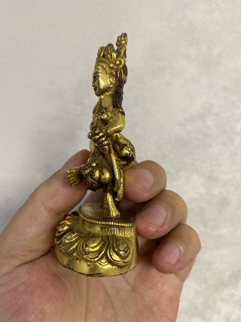 古玩銅器銅鎏金財神像真品鑒賞圖