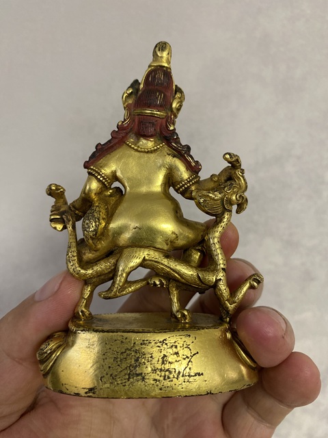 古玩銅器銅鎏金財神像真品鑒賞圖