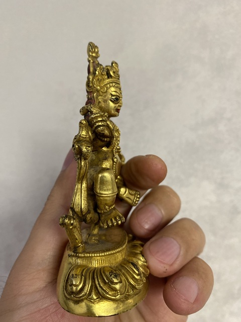 古玩銅器銅鎏金財神像真品鑒賞圖