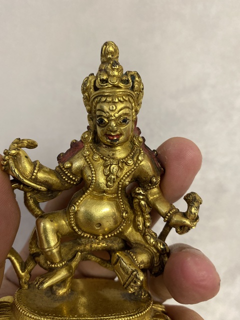 古玩銅器銅鎏金財神像真品鑒賞圖