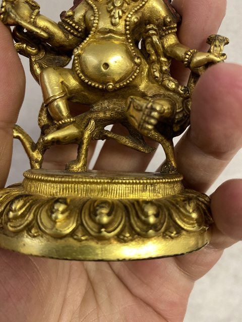 古玩銅器銅鎏金財神像真品鑒賞圖