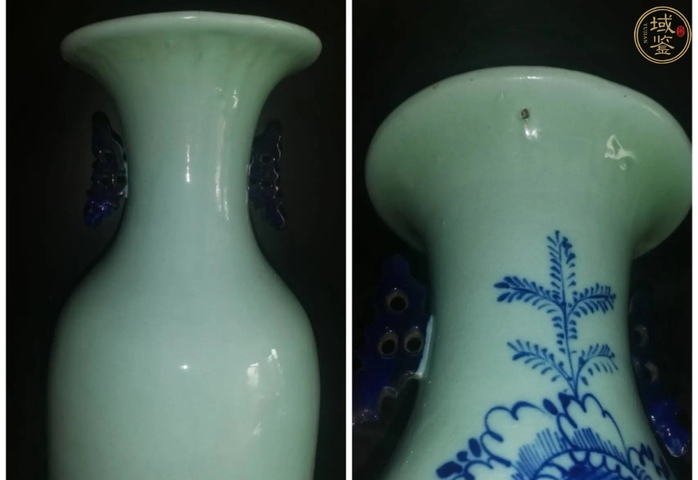 古玩陶瓷清晚期豆青博古花卉大瓶拍賣，當前價格1188元