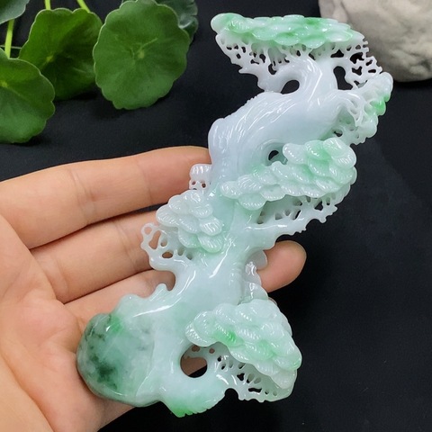 古玩玉器天然翡翠萬年松擺件(帶翡翠鑒定證書)拍賣,當前價格2800元