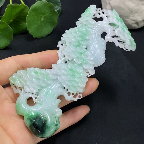 古玩玉器天然翡翠萬年松擺件(帶翡翠鑒定證書)拍賣,當前價格2800元