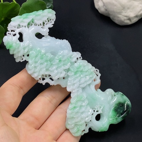 古玩玉器天然翡翠萬年松擺件(帶翡翠鑒定證書)拍賣,當前價格2800元