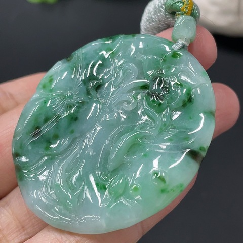 古玩玉器天然翡翠荷葉魚年年有余玉墜(帶翡翠鑒定證書)拍賣,當前價格2800元