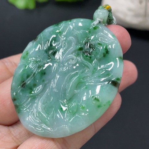 古玩玉器天然翡翠荷葉魚年年有余玉墜(帶翡翠鑒定證書)拍賣,當前價格2800元
