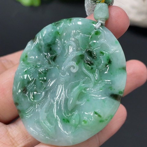 古玩玉器天然翡翠荷葉魚年年有余玉墜(帶翡翠鑒定證書)拍賣,當前價格2800元