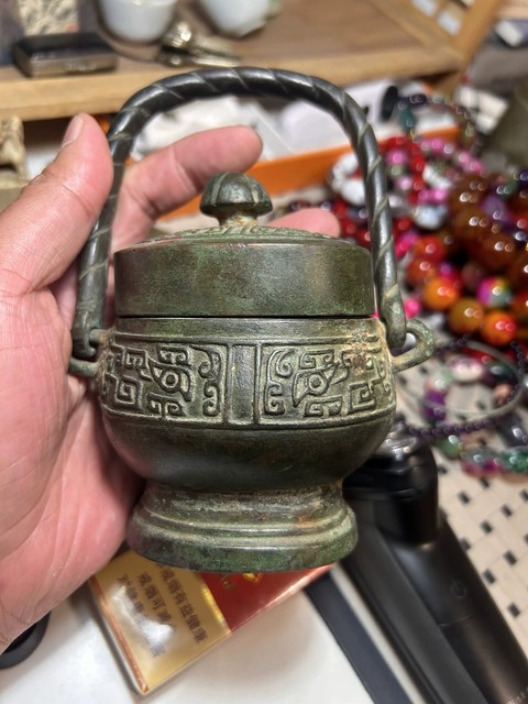 古玩銅器提梁壺真品鑒賞圖