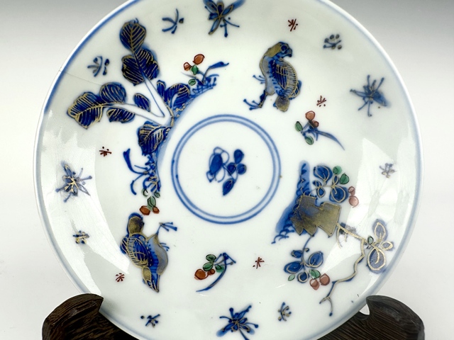 古玩陶瓷清康熙·青花描金加彩斗雞圖盤(pán)拍賣(mài),當(dāng)前價(jià)格988元