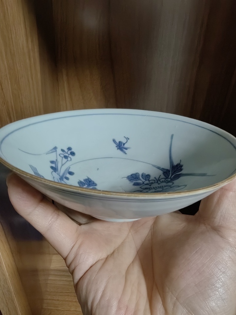 古玩陶瓷青花花卉紋斗笠碗真品鑒賞圖